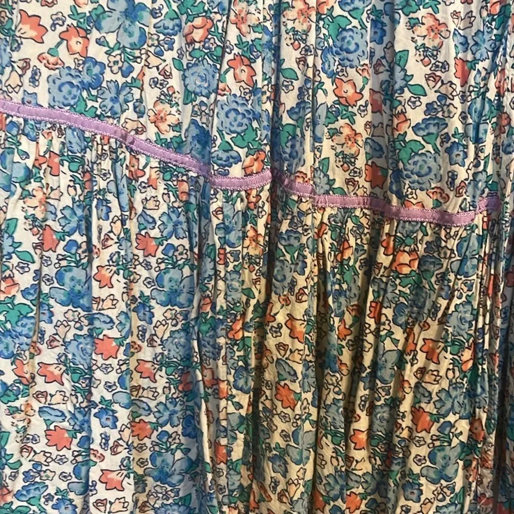 Free People Molly Jo Midi Dress Blue Floral - Picture 8 of 10